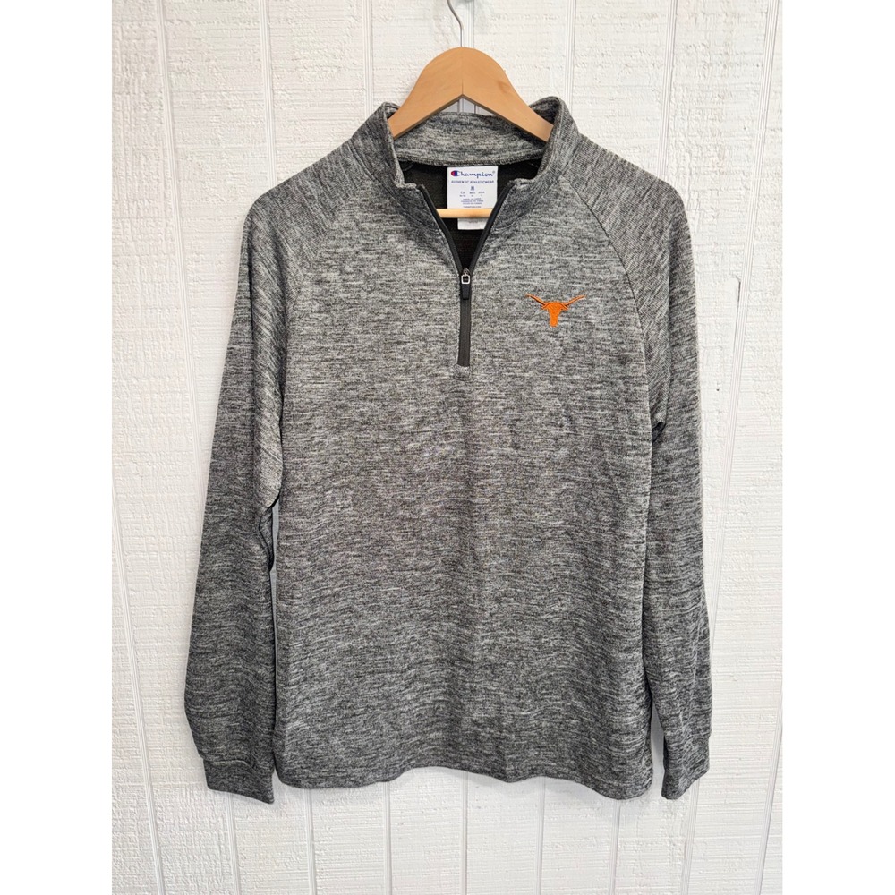Champion Texas Longhorns Pullover Mens Gray Quarter Zip Long Sleeve Medium